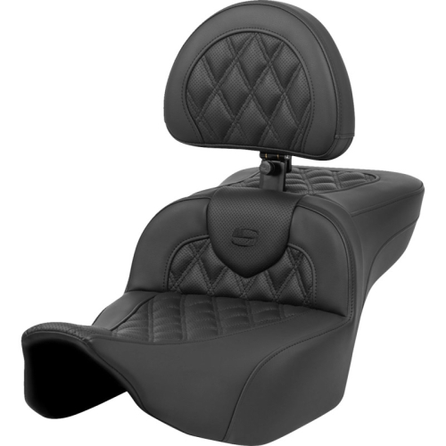 Saddlemen - Saddlemen Extended Reach Roadsofa LS Seat with Drivers Backrest - Black Stitching - 823-07-184BR