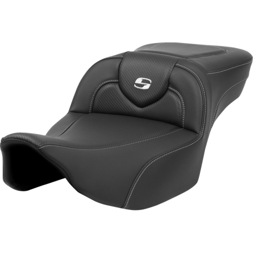 Saddlemen - Saddlemen Extended Reach Roadsofa CF Seat without Drivers Backrest - Silver Stitching - 823-07-186