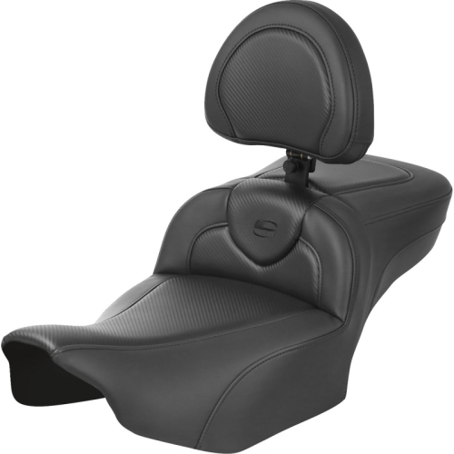 Saddlemen - Saddlemen Extended Reach Roadsofa CF Seat witho Drivers Backrest - Black Stitching - 823-07-186B0
