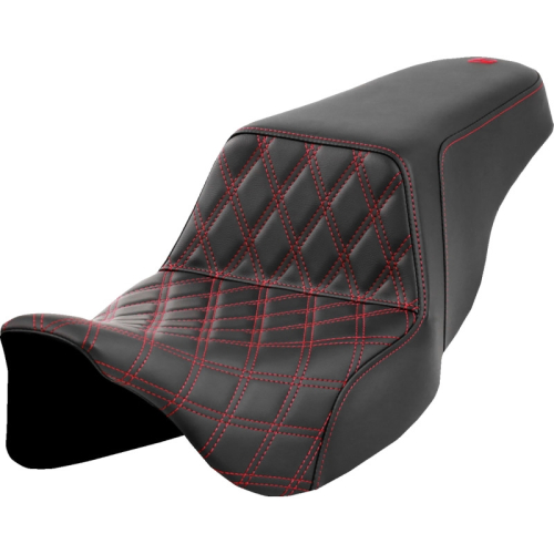 Saddlemen - Saddlemen Step-Up Front LS Seat - Black - Red Stitching - 808-07B-17204