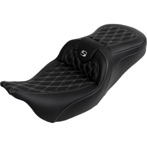 Saddlemen - Saddlemen Roadsofa LS Seat with Drivers Backrest - Silver Stitching - 808-07B-182B5