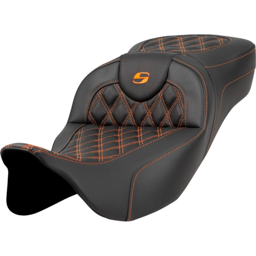 Saddlemen - Saddlemen Extended Reach Roadsofa LS Seat without Drivers Backrest - Orange Stitching - 808-07B-18403