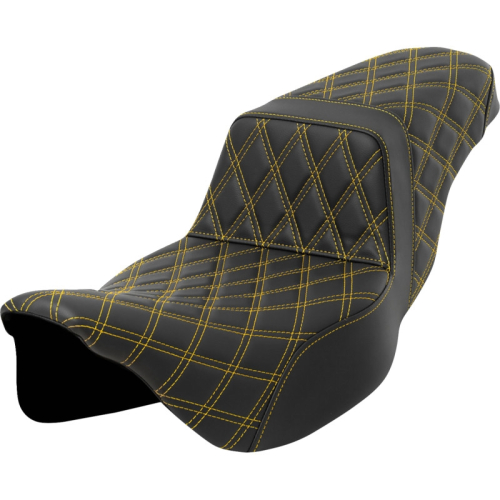 Saddlemen - Saddlemen Full LS Extended Reach Step-Up Seat - Black - Gold Stitching - 808-07E-17507
