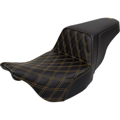 Saddlemen - Saddlemen Step-Up Front LS Seat - Black - Gold Stitching - 808-07B-17207