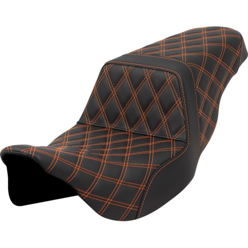 Saddlemen - Saddlemen Step-Up Full LS Seat - Black - Orange Stitching - 808-07B-17503