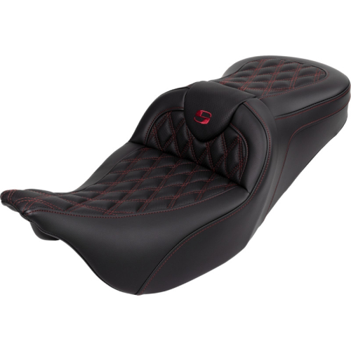 Saddlemen - Saddlemen Roadsofa LS Seat with Drivers Backrest - Burgundy Stitching - 808-07B-182B8