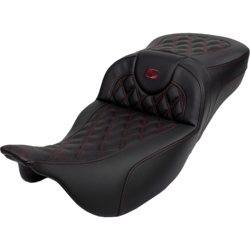 Saddlemen - Saddlemen Extended Reach Roadsofa LS Seat with Drivers Backrest - Burgundy Stitching - 808-07B-184B8