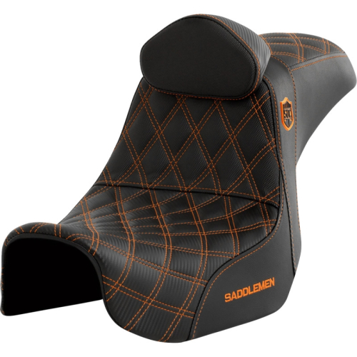 Saddlemen - Saddlemen Pro Series SDC Performance Gripper Seat with Drivers Backrest - Orange Stitching - SC80604ORART