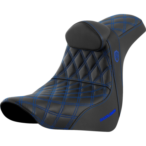 Saddlemen - Saddlemen Pro Series SDC Performance Gripper Seat with Drivers Backrest - Blue Stitching - SC81829BLURT