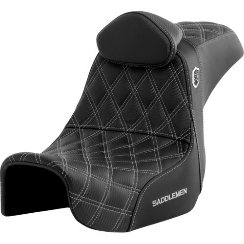 Saddlemen - Saddlemen Pro Series SDC Performance Gripper Seat with Drivers Backrest - Silver Stitching - SC80604SILRT