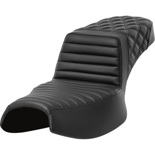 Saddlemen - Saddlemen Step-Up Seat - Front TR/Rear LS - Black/Black Stitching/Rear Lattice Stitch - I20-06E-176