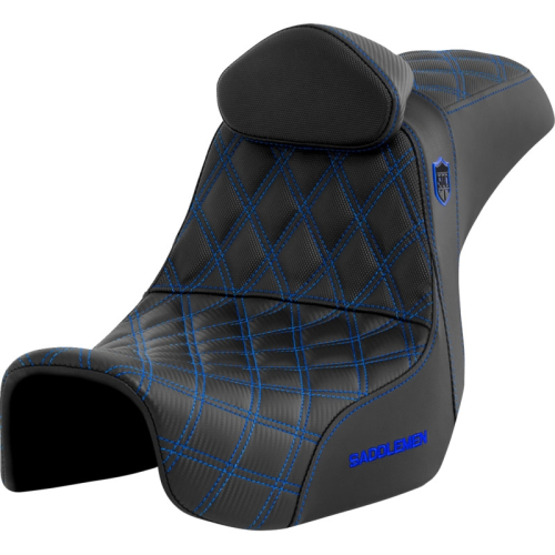 Saddlemen - Saddlemen Pro Series SDC Performance Gripper Seat with Drivers Backrest - Blue Stitching - SC80604BLURT