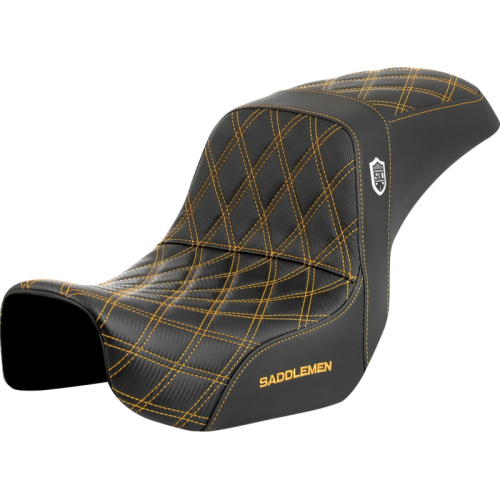 Saddlemen - Saddlemen Pro Series SDC Performance Gripper Seat without Drivers Backrest - Gold Stitching - SC80604GOL
