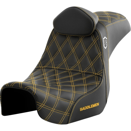 Saddlemen - Saddlemen Pro Series SDC Performance Gripper Seat with Drivers Backrest - Gold Stitching - SC80604GOLRT