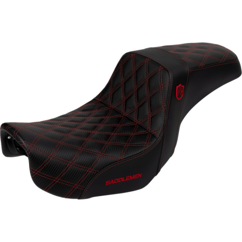 Saddlemen - Saddlemen Pro Series SDC Performance Gripper Seat without Drivers Backrest - Red Stitching - SC80604RED