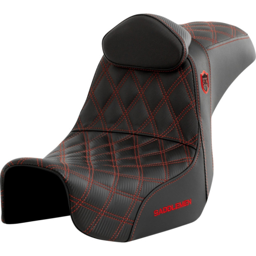 Saddlemen - Saddlemen Pro Series SDC Performance Gripper Seat with Drivers Backrest - Red Stitching - SC80604REDRT