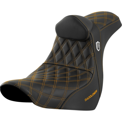 Saddlemen - Saddlemen Pro Series SDC Performance Gripper Seat with Drivers Backrest - Gold Stitching - SC81829GOLRT