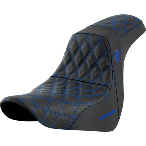 Saddlemen - Saddlemen Pro Series SDC Performance Gripper Seat without Drivers Backrest - Blue Stitching - SC81829BLU