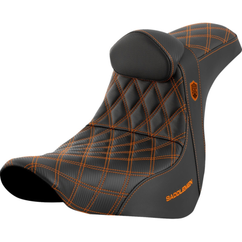 Saddlemen - Saddlemen Pro Series SDC Performance Gripper Seat with Drivers Backrest - OrangeStitching - SC81829ORART