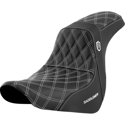 Saddlemen - Saddlemen Pro Series SDC Performance Gripper Seat without Drivers Backrest - White Stitching - SC81829WHI
