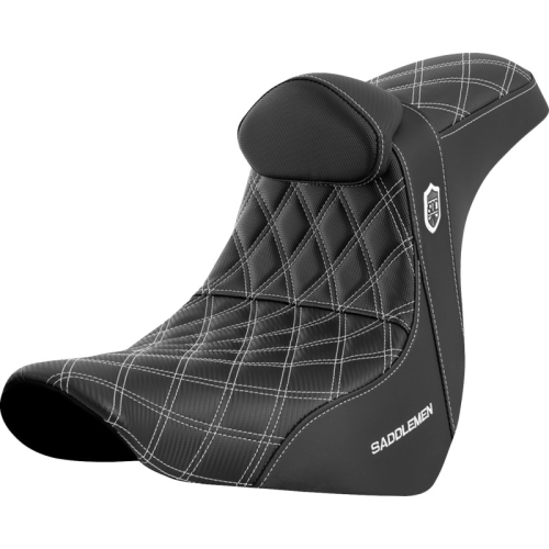 Saddlemen - Saddlemen Pro Series SDC Performance Gripper Seat with Drivers Backrest - Blue Stitching - SC81829WHIRT
