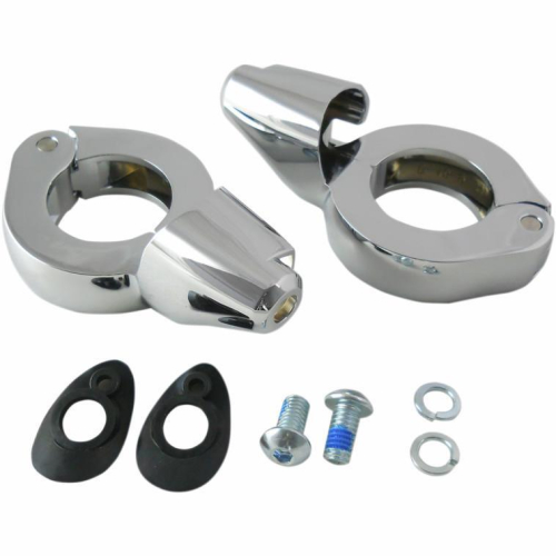 Drag Specialties - Drag Specialties Turn Signal Fork Clamps for 41mm Fork Tubes - Chrome - 77854CS4