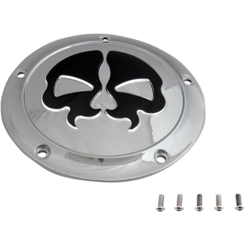 Drag Specialties - Drag Specialties Split Skull Derby Cover - Chrome with Black Skull - 78046B4