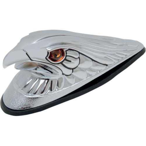 Drag Specialties - Drag Specialties Eagle Head Front Fender Ornament with Gold Eagle Head and Amber Lighted Eyes - DS-287553