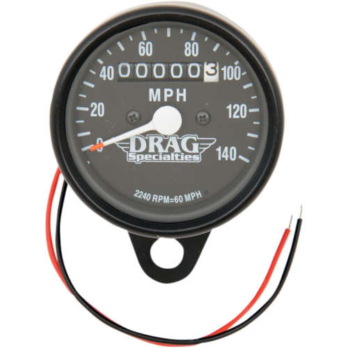 Drag Specialties - Drag Specialties Mini Mechanical Speedometer - 2240:60 Ration with Black Face - 2210-0253