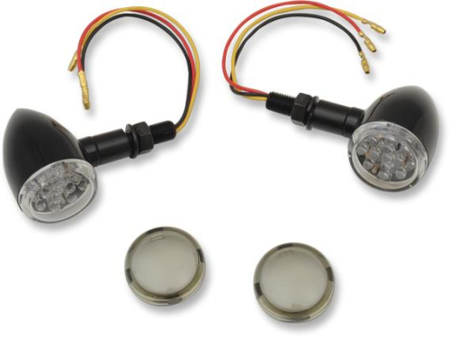 Drag Specialties - Drag Specialties LED Mini Deuce Marker Lights - Amber LED with Clear/Smoke Lens - Gloss Black - 20-6390BC/MIQ