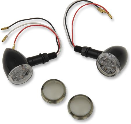 Drag Specialties - Drag Specialties LED Mini Deuce Marker Lights - Red LED with Clear/Smoke Lens - Gloss Black - 20-6390BC/MIRQ
