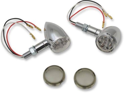Drag Specialties - Drag Specialties LED Mini Deuce Marker Lights - Red LED with Clear/Smoke Lens - Chrome - 20-6390C/MIRQ