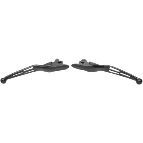 Drag Specialties - Drag Specialties Slotted Wide Blade Lever Set - Matte Black - H07-0605MB