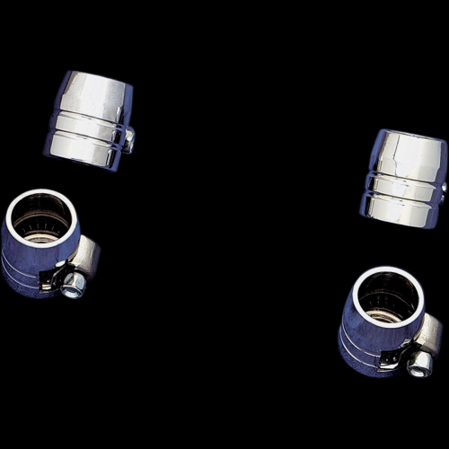 Drag Specialties - Drag Specialties Grooved Chrome Hose Ends with Clamps - 1/4in - DS-096609