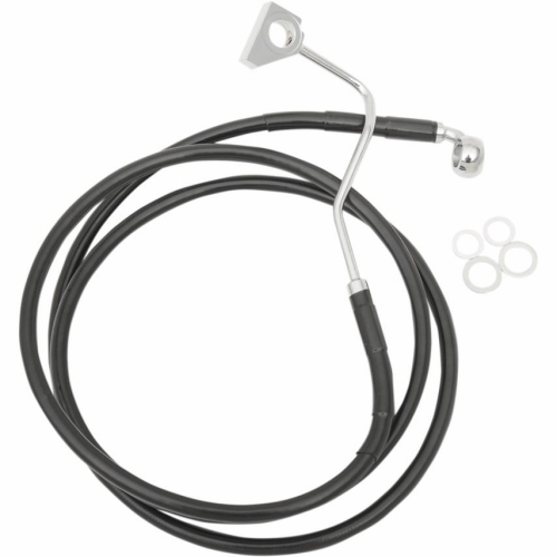 Drag Specialties - Drag Specialties Extended Stainless Steel Front Brake Line Kit - Black Vinyl Coated - 70.5in. (+6in.) - 615220-6BLK