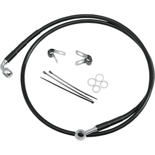 Drag Specialties - Drag Specialties Extended Stainless Steel Front Brake Line Kit - Black Vinyl Coated - 66-1/2in. - 614220-2BLK