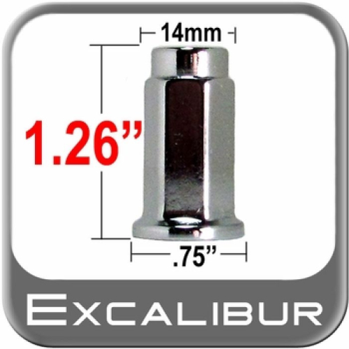 Excalibur Wheel Accessories Lug Nut - 10mm. X 1.25mm. - 14mm. Hex - Chrome - 98-0021