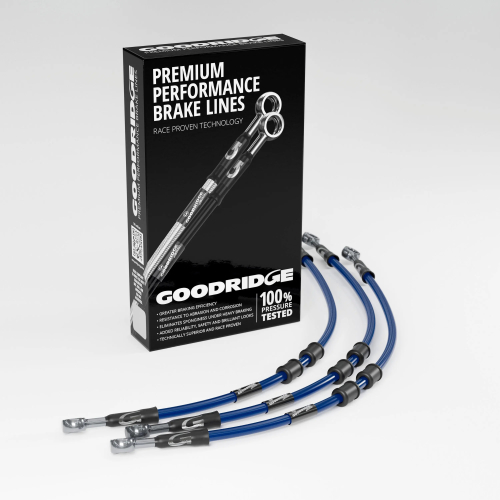 Goodridge - Goodridge GR Powersports SS Race Front Brake Line Kit - Stainless Steel - Electric Blue - LV0002-3FC-EB