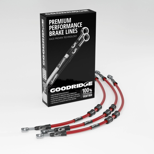 Goodridge - Goodridge GR Powersports SS Race Front Brake Line Kit - Stainless Steel - Red - LV0002-3FC-RD