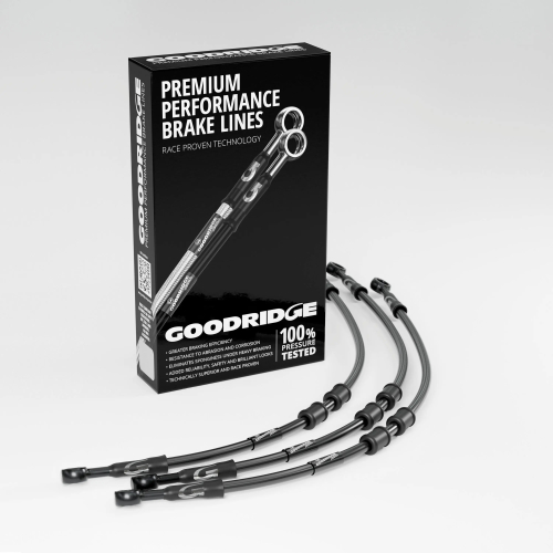 Goodridge - Goodridge GR Powersports SS Front Brake Line Kit - Black Stainless Steel - Black - SU0600A-3FCBK-BK