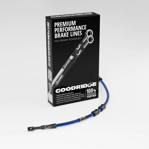 Goodridge - Goodridge GR Powersports SS Race Front Brake Line Kit - Black Stainless Steel - Electric Blue - KW0802A-2FCBK-EB