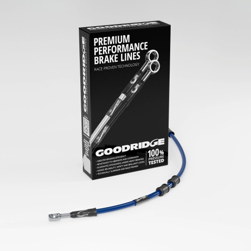 Goodridge - Goodridge GR Powersports SS Race Front Brake Line Kit - Stainless Steel - Electric Blue - KW0601A-2FC-EB