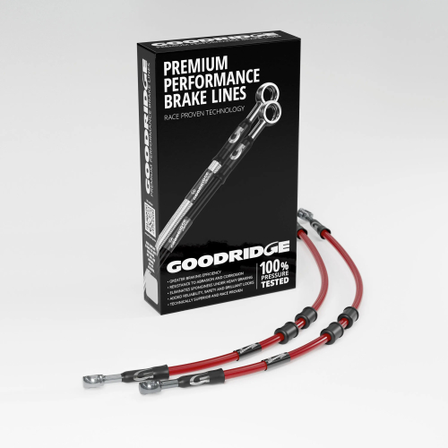 Goodridge - Goodridge GR Powersports SS Race Front Brake Line Kit - Stainless Steel - Red - HN0406-2FC-RD