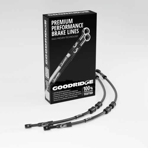 Goodridge - Goodridge GR Powersports SS Race Front Brake Line Kit - Black Stainless Steel - Black - HN0408-2FCBK-BK