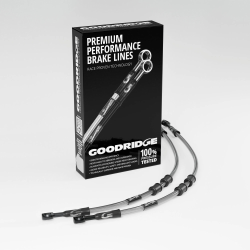 Goodridge - Goodridge GR Powersports SS Race Front Brake Line Kit - Black Stainless Steel - Clear - HN0912-2FCBK