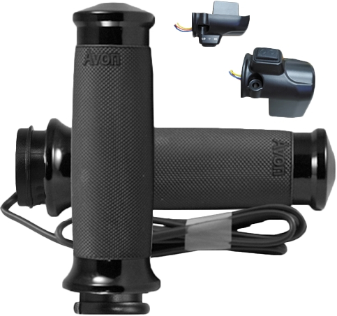 Avon Grips - Avon Grips Custom Contour Heated Grips with Twist Sensor Grip - Black - CC-86-AN-F24-HT