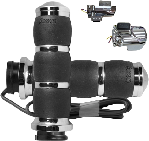 Avon Grips - Avon Grips Velvet Air Heated Grips with Twist Grip Sensor - Chrome - AIR-93-F24-HT