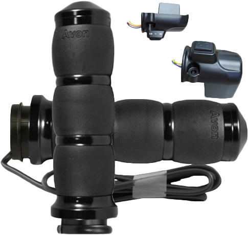 Avon Grips - Avon Grips Velvet Air Heated Grips with Twist Grip Sensor - Black - AIR-96-F24-HT