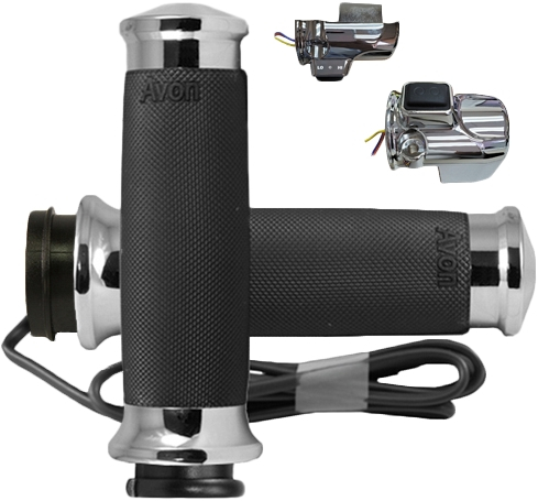 Avon Grips - Avon Grips Custom Contour Heated Grips with Twist Sensor Grip - Chrome - CC-85-CH-F24-HT