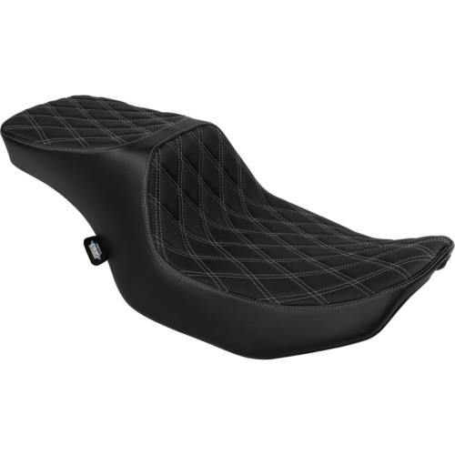 Drag Specialties - Drag Specialties Performance Predator 2-Up Seat - Double Diamond - Silver Thread - 0801-1949